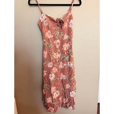 As You Wish Floral Molded Cup Sweetheart Spaghetti Strap Sundress Pink M