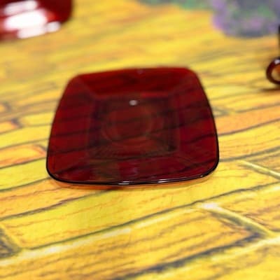 Vintage Fire King Ruby Red Charm 4 Pc Place Setting Plate Bowl Cup Saucer - Thumbnail 7