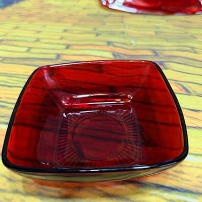Vintage Fire King Ruby Red Charm 4 Pc Place Setting Plate Bowl Cup Saucer - Thumbnail 10