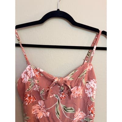 As You Wish Floral Molded Cup Sweetheart Spaghetti Strap Sundress Pink M - Thumbnail 8