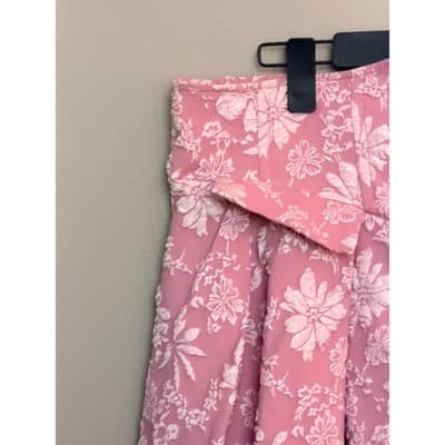 Shein Curve High Waist Jacquard Button Detail Floral Pattern Skirt Pink 2X NWOT - Thumbnail 4