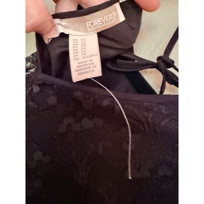 Forever 21 Lace Chiffon Pleated Dress Black White XS Sleeveless NWOT - Thumbnail 10