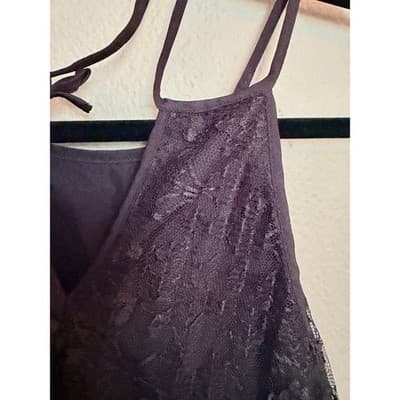 Forever 21 Lace Chiffon Pleated Dress Black White XS Sleeveless NWOT - Thumbnail 12