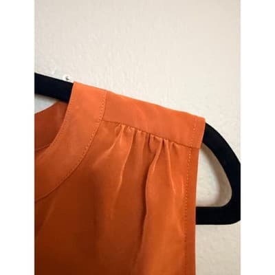 J Crew Women's V Neck Popover Button Front Sleeveless Top Orange Small NWOT - Thumbnail 9