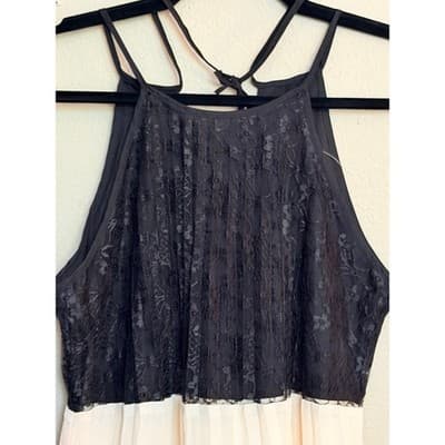 Forever 21 Lace Chiffon Pleated Dress Black White XS Sleeveless NWOT - Thumbnail 18