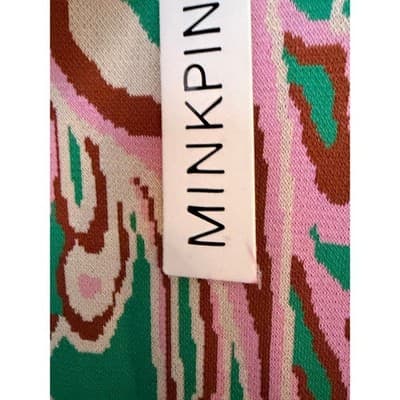 MINKPINK Sierra Knit Summer Sweater Fitted Mini Dress Green Pink XS NWT - Thumbnail 11