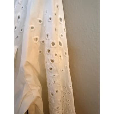 White House Black Market Tie-Waist Embroidered Poplin Shirt White XS NWOT - Thumbnail 12