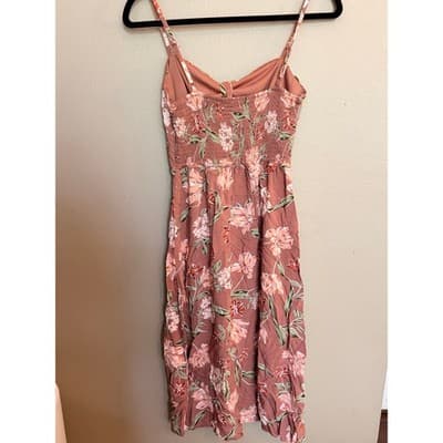 As You Wish Floral Molded Cup Sweetheart Spaghetti Strap Sundress Pink M - Thumbnail 10