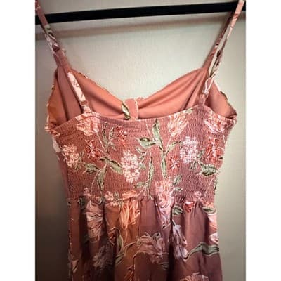 As You Wish Floral Molded Cup Sweetheart Spaghetti Strap Sundress Pink M - Thumbnail 11