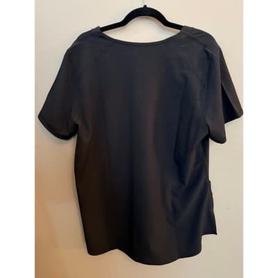 Elements Women's V Neckline Double Pocket Pull On Scrub Top Black Petite XL - Thumbnail 2