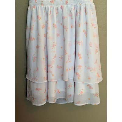 Altar’d State Floral Smocked Mini Dress White Pink Flutter Sleeve M NWOT - Thumbnail 4
