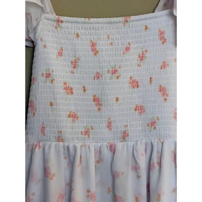Altar’d State Floral Smocked Mini Dress White Pink Flutter Sleeve M NWOT - Thumbnail 5