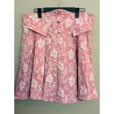 Shein Curve High Waist Jacquard Button Detail Floral Pattern Skirt Pink 2X NWOT - Thumbnail 2