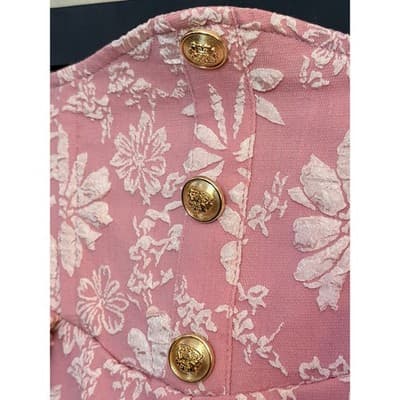 Shein Curve High Waist Jacquard Button Detail Floral Pattern Skirt Pink 2X NWOT - Thumbnail 8