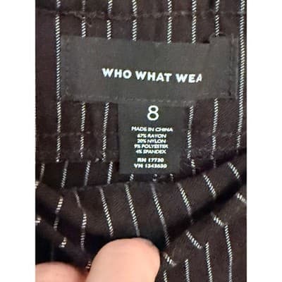 Who What Wear Pinstripe Pull On Skinny Cropped Pants Black White Size 8 NWOT - Thumbnail 8