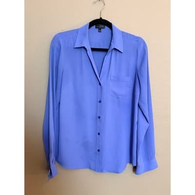 The Limited Button Down Blouse Women's Blue Long Sleeve Collared Top S NWOT - Thumbnail 2