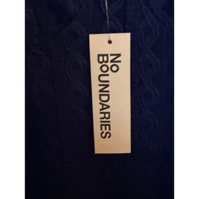 NO BOUNDARIES Cable Knit Lace Trim Mini Slip Dress Blue Size Small NWT - Thumbnail 12