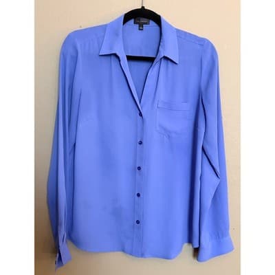 The Limited Button Down Blouse Women's Blue Long Sleeve Collared Top S NWOT - Thumbnail 3