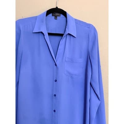 The Limited Button Down Blouse Women's Blue Long Sleeve Collared Top S NWOT - Thumbnail 4