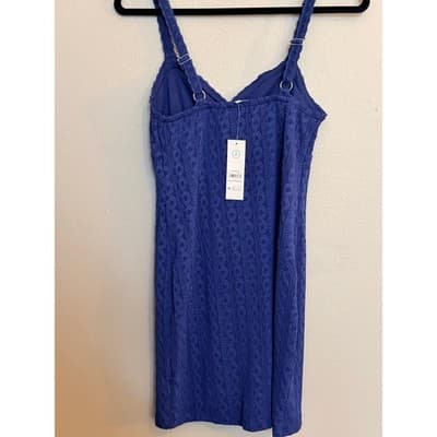 NO BOUNDARIES Cable Knit Lace Trim Mini Slip Dress Blue Size Small NWT - Thumbnail 15