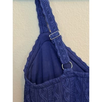 NO BOUNDARIES Cable Knit Lace Trim Mini Slip Dress Blue Size Small NWT - Thumbnail 18