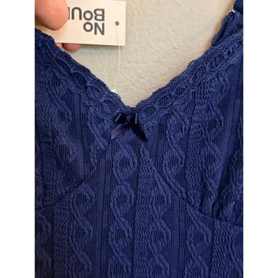 NO BOUNDARIES Cable Knit Lace Trim Mini Slip Dress Blue Size Small NWT - Thumbnail 14