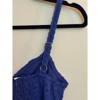 NO BOUNDARIES Cable Knit Lace Trim Mini Slip Dress Blue Size Small NWT - Thumbnail 19