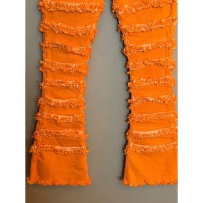 A.R Jeans High Rise Distressed Layered Ruffle Down Flared Jeans Junior 9-11 NWT - Thumbnail 3
