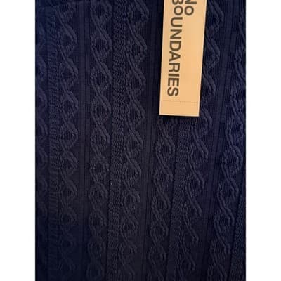 NO BOUNDARIES Cable Knit Lace Trim Mini Slip Dress Blue Size Small NWT - Thumbnail 11