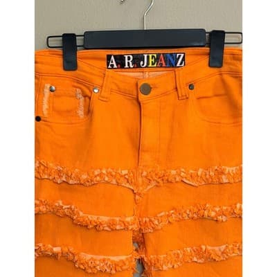 A.R Jeans High Rise Distressed Layered Ruffle Down Flared Jeans Junior 9-11 NWT - Thumbnail 6