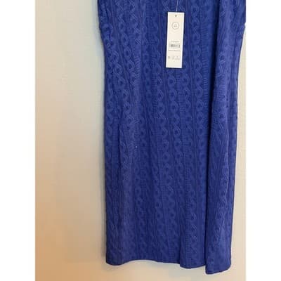 NO BOUNDARIES Cable Knit Lace Trim Mini Slip Dress Blue Size Small NWT - Thumbnail 16