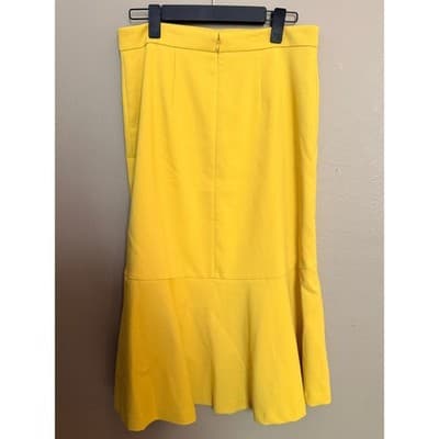 Anne Taylor Doubleweave Ruffle Hem Pencil Style Midi Skirt Yellow Size 6 - Thumbnail 11