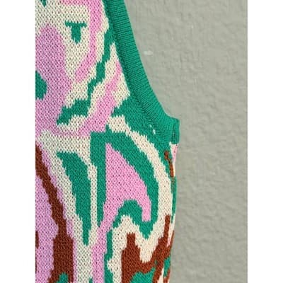 MINKPINK Sierra Knit Summer Sweater Fitted Mini Dress Green Pink XS NWT - Thumbnail 19
