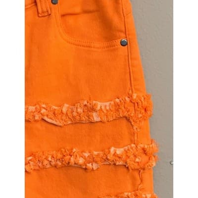 A.R Jeans High Rise Distressed Layered Ruffle Down Flared Jeans Junior 9-11 NWT - Thumbnail 8