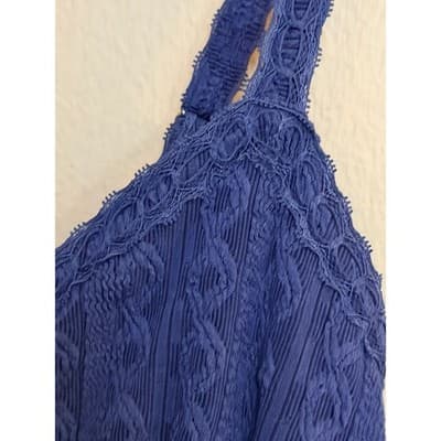 NO BOUNDARIES Cable Knit Lace Trim Mini Slip Dress Blue Size Small NWT - Thumbnail 9
