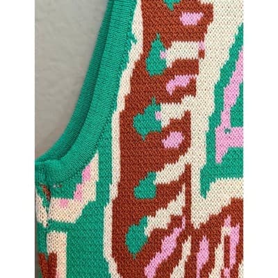 MINKPINK Sierra Knit Summer Sweater Fitted Mini Dress Green Pink XS NWT - Thumbnail 18