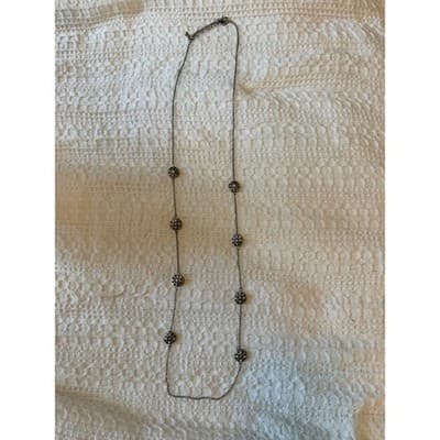 Silver Tone Station Necklace Rhinestone Medallion Chain Fashion Jewelry - Thumbnail 5