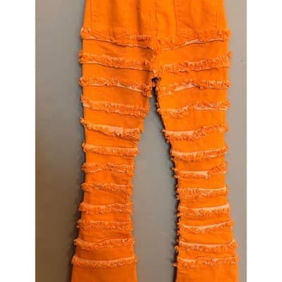 A.R Jeans High Rise Distressed Layered Ruffle Down Flared Jeans Junior 9-11 NWT - Thumbnail 15