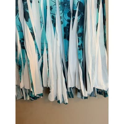 Studio Y Pleated Floral Print Asymmetric Hemline Midi Skirt Blue White Small - Thumbnail 21