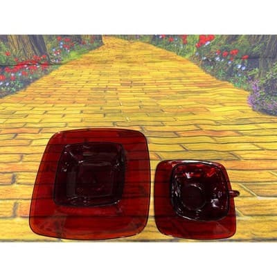Vintage Fire King Ruby Red Charm 4 Pc Place Setting Plate Bowl Cup Saucer - Thumbnail 24
