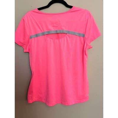 Danskin Women's Active Scallop High Low Hem T Shirt Pink Short Sleeve XL EUC - Thumbnail 8