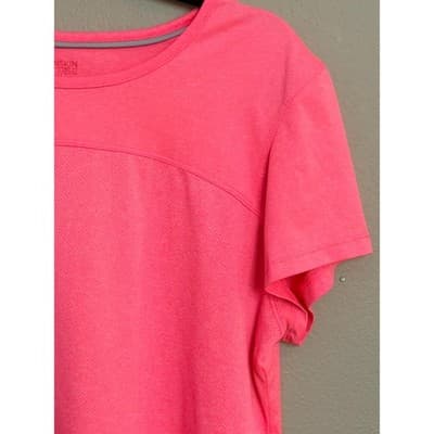 Danskin Women's Active Scallop High Low Hem T Shirt Pink Short Sleeve XL EUC - Thumbnail 4