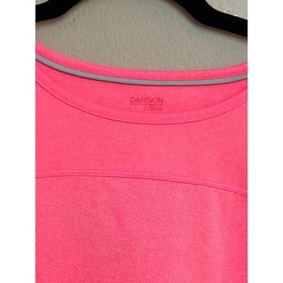 Danskin Women's Active Scallop High Low Hem T Shirt Pink Short Sleeve XL EUC - Thumbnail 5