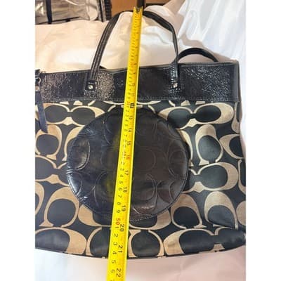 COACH Laura Signature Bag Tote Purse F18335 Black Cream - Thumbnail 15