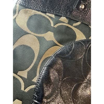 COACH Laura Signature Bag Tote Purse F18335 Black Cream - Thumbnail 20