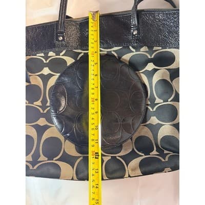 COACH Laura Signature Bag Tote Purse F18335 Black Cream - Thumbnail 14