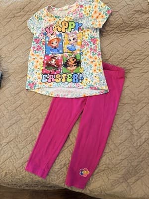 Girls Easter Disney Princess Top Pants Set Outfit Custom Design 1/1 OOAK Rare - Thumbnail 5