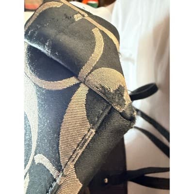 COACH Laura Signature Bag Tote Purse F18335 Black Cream - Thumbnail 18