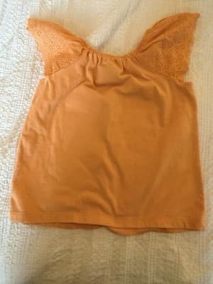Girls Cat & Jack Lattice Bow Blouse Top Shirt Custom Design 1/1 OOAK Peach Gray - Thumbnail 6