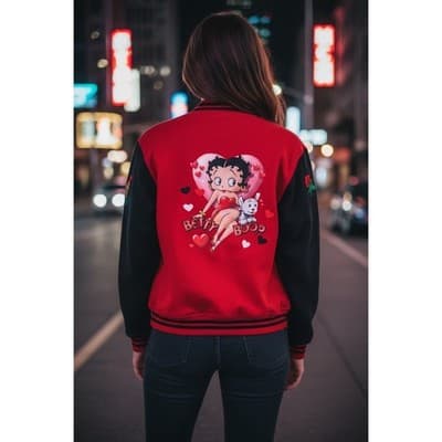 Custom Design Betty Boop Varsity Jacket Womens Wet Bandits OOAK 1/1 Rare - Thumbnail 3